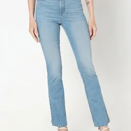Vero Moda Women Bootcut High-Rise Low Distress Heavy Fade Stretchable Jeans-image-56