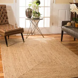 AaHo Decor Beige Plain Natural Jute Rugs Braided Carpet-image-96