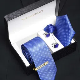 MUTAQINOTI Men Micro Polka Dot Print Silk Blend Necktie Accessory Gift Set-image-96