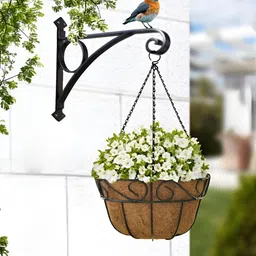 Garden King Set Of 2 Black 12 Inch Classic Spiral Design Planters-4