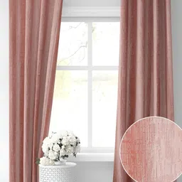 RIDHAAN Peach 2 Pieces Textured Room Darkening Door Curtain-56
