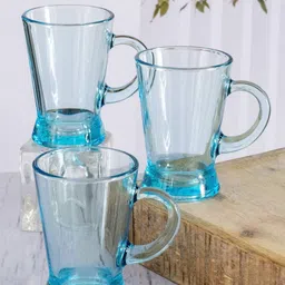 Pasabahce Heybeli Blue 6-Pieces Glass Glossy Coffee Mugs 180ml-42