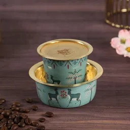 India Circus by Krsnaa Mehta Green 2-Pieces Printed Brass Matte Coffee Tumbler Set-25