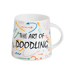 JCPL White & Black 2 Pieces Printed Ceramic Glossy Mugs 350 ml Each-11