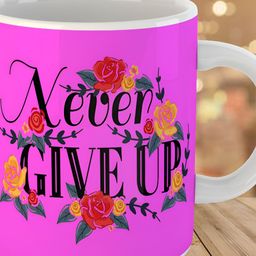 Keviv Pink & Black Text or Slogans Printed Ceramic Glossy Mug 325 ml-image-53