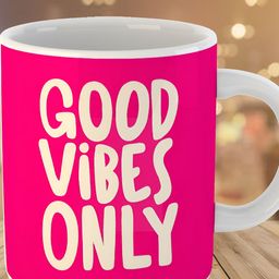 Keviv White & Pink Text or Slogans Printed Ceramic Glossy Mug 325 ml-image-52