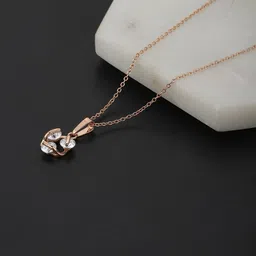 Carlton London Silver-Toned Gold Plated Stone-Studded Geometric Pendant with Chain-picture-38