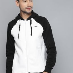 Reebok Men White & Black Solid Performance Hooded Sweatshirt-picture-15