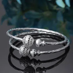 ZENEME Women Set Of 2 Silver-Plated Bangle-Style Bracelet-58