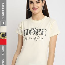 Fabflee Pack Of 3 Typography Printed Cotton T-shirt-image-111