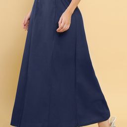 Soch Women Navy Blue Solid Cotton Blend Saree Shapewear-image-39