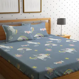 HOSTA HOMES Cartoon Characters 210 TC Queen Bedsheet with 2 Pillow Covers-35