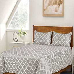 Saral Home Grey & White Ethnic Motifs Cotton 210 TC Queen Bedsheet with 2 Pillow Covers-image-49