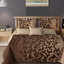 Laying Style Brown Ethnic Print 350 TC Queen Bedsheet Set-4