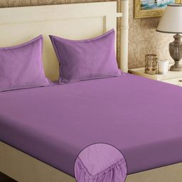 KLOTTHE Purple 300TC Double Bedsheet With 2 Pillow Covers-image-24