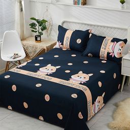 JC HOME Blue & PeachCartoon Characters 130 TC King Bedsheet &2 Pillow Covers-image-32