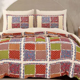 LIVING ROOTS Cream-Coloured Floral Pure Cotton 300 TC King Bedsheet & 2 Pillow Covers-image-74