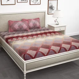 Story@home Multicoloured Abstract 240TC Cotton 1 King Bedsheet with 2 Pillow Covers-30