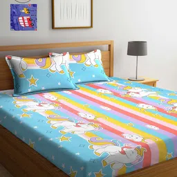 Arrabi Multicoloured Cartoon Characters 210 TC 2 King Bedsheet with 4 Pillow Covers-image-21