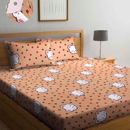 Arrabi Pack Of 2 Cartoon Characters 300 TC 2 Fitted King Bedsheet with 4 Pillow Covers-4