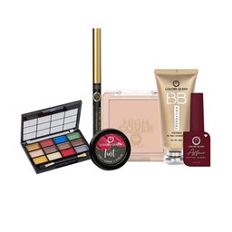 Colors Queen 7Pcs BB Cream-Kajal-Lip & Cheek Tint-Compact-Eyeshadow & Nail Polish Gift Set-31
