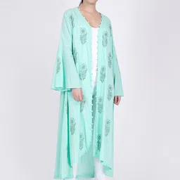 First Resort by Ramola Bachchan Ethnic Motifs Printed Open Front Cotton Cambric Shrug-9