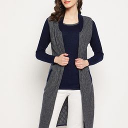 Zigo Women Checked Longline Wool Sweater-picture-4