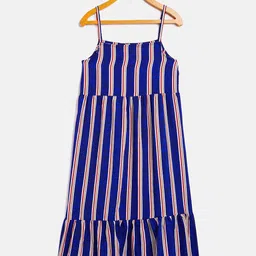 Uptownie Lite Blue Striped Crepe Dress-image-82
