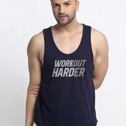 Friskers Men Navy Blue Printed Pure Cotton Innerwear Vest-image-116