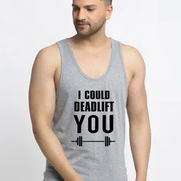 Friskers Men Grey Printed Pure Cotton Innerwear Vest-image-89