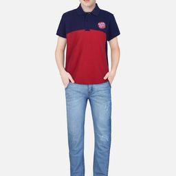 Gini and Jony Infant Colourblocked Polo Collar Cotton T-shirt-image-105