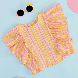 Pantaloons Junior Girls Striped Cotton T-Shirt-picture-35