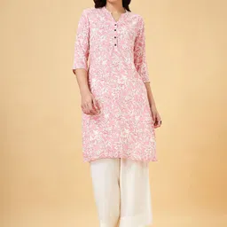 RANGMANCH BY PANTALOONS Floral Printed Mandarin Collar Straight Kurta-picture-40
