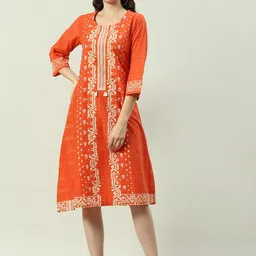 Biba Geometric Printed A-Line Cotton Kurta-picture-14