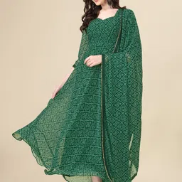 PMD Fashion Bandhani Printed Georgette Maxi Dress With Dupatta-image-29