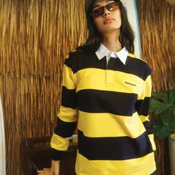 Bonkers Corner Striped Polo Collar Relaxed Fit Cotton T-shirt-picture-17