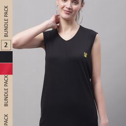 VIMAL JONNEY Pack Of 2 V-Neck Gym T-shirt-image-34