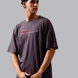 Mad Over Print Typography Printed Cotton Oversized T-shirt-image-78