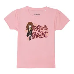Harry Potter by Wear Your Mind Girls Pink Printed Pure Cotton T-shirt-image-54