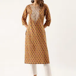 Divena Paisley Printed Thread Work Pure Cotton Straight Kurta-picture-32