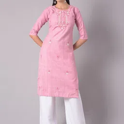 Dollar Missy Floral Embroidered Sequined Round Neck Straight Kurta-picture-41