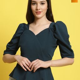 Fabflee Pack Of 2 V-Neck Puff Sleeves Tops-image-76