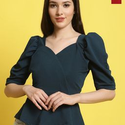Fabflee Pack Of 2 Sweetheart Neck Puff Sleeves Tops-image-79