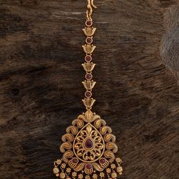 Kushal's Fashion Jewellery Gold-Plated Artificial Stones Studded Maang Tikka Head Jewellery-image-57