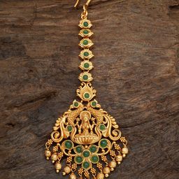 Kushal's Fashion Jewellery Gold-Plated Artificial Stones Studded Maang Tikka Head Jewellery-image-61