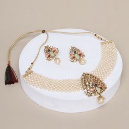 ADIVA Gold-Plated Artificial Stone Studded Jewellery Set-image-18