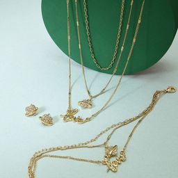 AMI  Gold-Plated White Stone-Studded Layered Contemporary Jewellery Set-image-15
