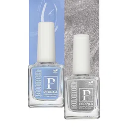 PERPAA Colorich 2 Pcs French Formula Nail Polish-10ml Each-Texture Blue07-Texture Silver09-7