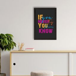 eCraftIndia Black If You Never Try You Never Know Printed Wall Art-image-3