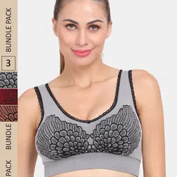 Amour Secret Pack of 3 Lightly Padded Anti Odour Sports Bra-image-22